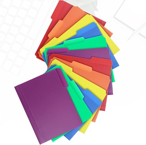 Plastic Manila File Folders 24 Pack,1/3 Cut Erasable Tabs,Heavy Duty Files Folder Letter Size,3 Tab Filing Folder Cabinet,Office Supplies Folders for Documents for Office,School,8.5 x 11,Black in Saudi Arabia