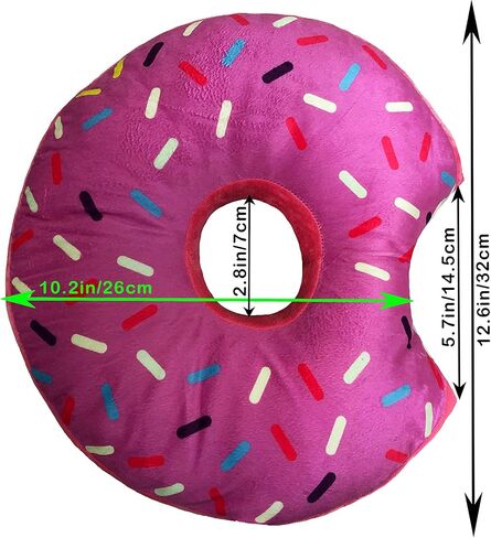 Donut Pillow for Ear Piercings - Comfortable Soft Ear Pillow for Side Sleeping - Reduces Ear Discomfort - Fun Decor, Stuffed Cushion and Toy, 14 Inches (Pink Icing) in Saudi Arabia