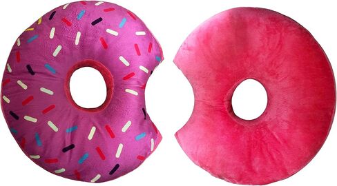 Donut Pillow for Ear Piercings - Comfortable Soft Ear Pillow for Side Sleeping - Reduces Ear Discomfort - Fun Decor, Stuffed Cushion and Toy, 14 Inches (Pink Icing) in Saudi Arabia