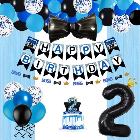 BOSS Party Favor Gift Bags 24 PCS with 30 Stickers for Blue Black Boy Birthday Baby Shower Goodie Candy Treat Bags Party Decoration Supplies in Kuwait