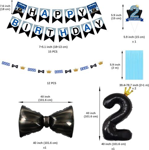 BOSS Party Favor Gift Bags 24 PCS with 30 Stickers for Blue Black Boy Birthday Baby Shower Goodie Candy Treat Bags Party Decoration Supplies in Kuwait