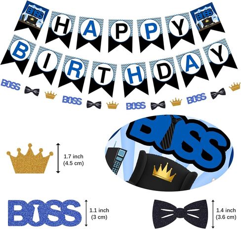 BOSS Party Favor Gift Bags 24 PCS with 30 Stickers for Blue Black Boy Birthday Baby Shower Goodie Candy Treat Bags Party Decoration Supplies in Kuwait