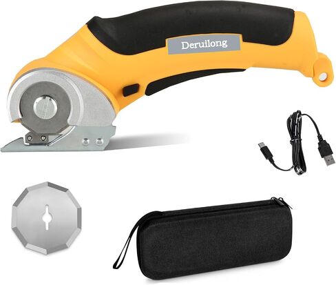 Cordless Electric Scissors,4.2V Cardboard Cutter Multi-Cutting Tools with a Replacement Blade/Charger, Carpet, Cardboard Cutter, Rotary Fabric Cutter with Safety Lock and Storage Box in Kuwait