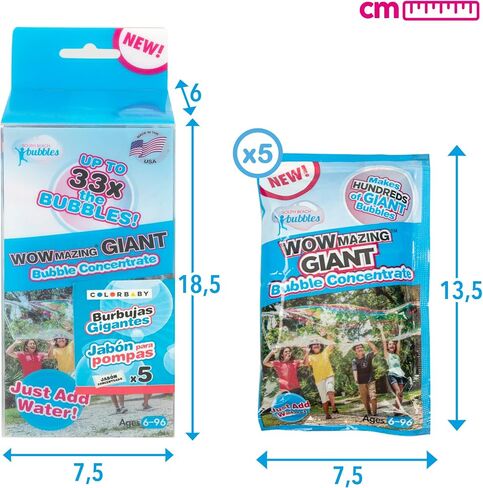 WOWMAZING Big Bubbles Refill - Concentrated Giant Bubble Solution Makes 2.3 Gallons | 3 Pouches for Kids’ Fun | USA Made in Kuwait