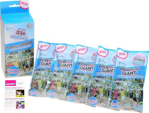 WOWMAZING Big Bubbles Refill - Concentrated Giant Bubble Solution Makes 2.3 Gallons | 3 Pouches for Kids’ Fun | USA Made in Kuwait