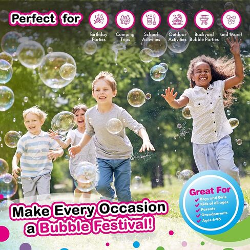 WOWMAZING Big Bubbles Refill - Concentrated Giant Bubble Solution Makes 2.3 Gallons | 3 Pouches for Kids’ Fun | USA Made in Kuwait