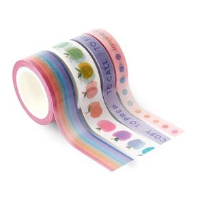 Erin Condren Washi Tape 4 -Pack - Rainbow Apples - شريط لاصق مزخرف وأنيق لتنظيم دفاتر الملاحظات. تسليط الضوء على المهام المهمة والمواعيد النهائية. أربعة لفات 16 قدم لكل عبوة
