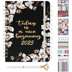 2025 Weekly Monthly Planner from Jan 2025 to Dec 2025, Hardcover 2025 Planner with 4 Stickers, 1 Pen, 2025 Work Home School Planner for Women & Men, 8.4" X 6.4", (Pink Garden)