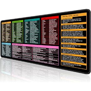 Excel Cheat Sheet Desk Desk ، وسادة الماوس الكبيرة الممتدة للألعاب ، واختصارات لوحة مفاتيح الكمبيوتر الكبير XXL لمفاتيح مفاتيح سطح المكتب ، وحصيرة مكتب جدول بيانات Office للوحة المفاتيح والكمبيوتر المحمول ، 31.5 × 15.7 بوصة ، أرجواني