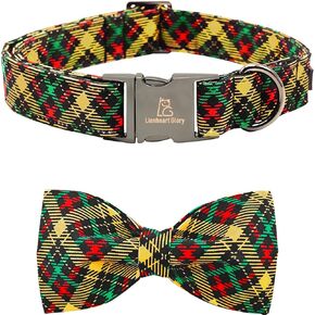 Lionheart glory Plaid Dog Collars Bowtie Dog Collar Heavy Duty Adjustable Fall Dog Collar for Medium Dogs Collar Dog Bow Male Dog Collar
