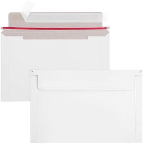100 Pack 6.5x4.5 inch Rigid Mailer Self Seal Photo Document Mailers, Stay Flat White Cardboard Shipping Envelopes White Photography Mailers for CD, Photos, Document