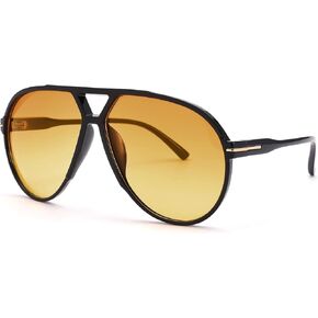 SCVGVER Oversized Aviator Sunglasses for Women Men, Retro Aviator Sunglasses, 70s Tangle Free Shades, UV400 Protection