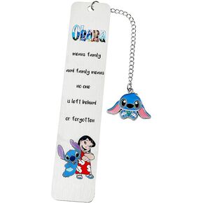 Stitch Bookmark Stitch Lover Gifts - Ohana Means Family Metal Bookmark for Women Inspirational Bookmark Gift for Sister Daughter Granddaughter Best Friends (Red-Reading B)