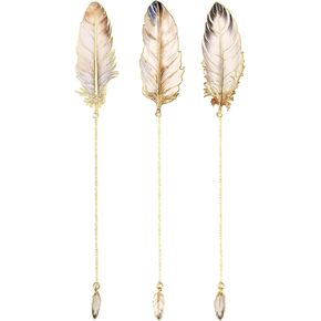 3Pcs ‌Exquisite Metal Feather Bookmarks, Beautiful Bookmarks for Women, Page Trackers for Writers, Book Lovers, Birthday Gift Accompanying Gifts for Family, Friends, Valentine's Day