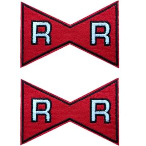 2 PCS Red Ribbon Embroidered Iron On Patches Cartoon Anime Kids Clothing Fabric Badge, Red/White/Black