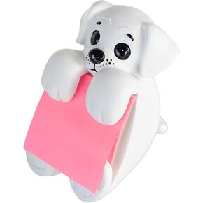 Sticky Note Holder for Desk (White) - Dog Note Dispenser for Office, Home, Classroom - Resin Sticky Note Holders Holds 3" x 3" Dispenser Notes - Clutter-Free Office Desk Accessories - Cute Dog Decor