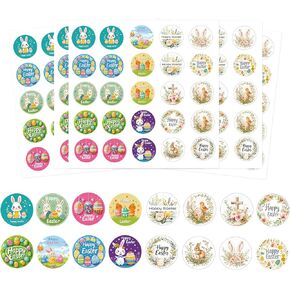 Easter Stickers, 500 Pcs, 16 Designs, 1.5 in, Floral Stickers, Bunny Stickers, Egg Stickers, Religious Stickers