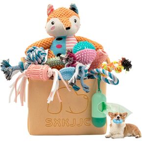 20PCS Puppy Teething Toys, Dog Squeaky Toys, Rope Toys, Interactive Dog Toys to Keep Them Busy, Chew Toys for Puppies, Pet Toys for Small Dogs, Dog Toy Basket Full of Fun