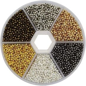 Chenkou Craft 1Box 4500pcs Assorted of 6 Colors Metal Tinny Spacer Beads Jewelry Making Supplies (Mix, 1/12"(2.0mm))