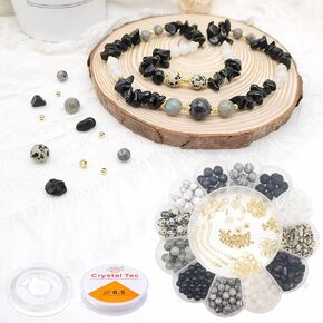 750pcs Natural Stone Beads Polished Beading 6mm Loose Beads Gemstone Crystal Energy Stone Healing Power for DIY Jewelry Making (6mm 15 Materials A)