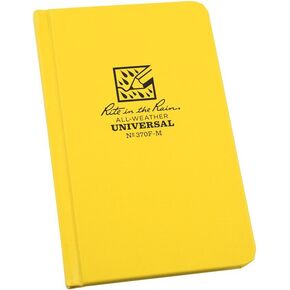 Rite in the Rain Weatherproof Hard Cover Notebook, 4 1/4" x 6 3/4", Yellow Cover, Universal Pattern (No. 370F-M)