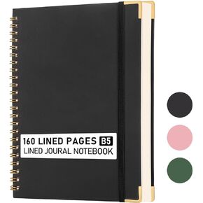 A5 Lined Spiral Journal Notebook,160 Pages,A5 Hardcover Spiral Journals for Women Men,100 GSM Paper College Ruled Notebooks for Work & Note Taking, Journals for Writing Pink