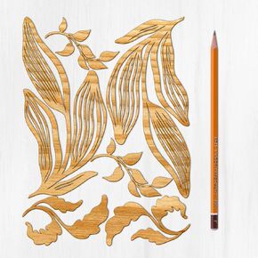 Ajoure Fine Lasercut Embelishments # Giant Stylized Lace Flower and Baroque Borders Vintage Veneer Wooden Plywood Silhouette for Craft