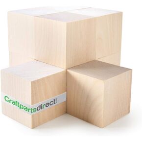 2 Inch Unfinished Solid Birch Wood Cubes | Natural Wooden Square Blocks for DIY Crafts | 10 Pack