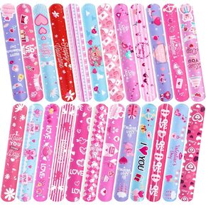 48 Pcs Valentines Day Slap Bracelets with Colorful Hearts for Birthday Gifts for Kids Party Supplies Favors Classroom Exchange Birthday Giveaways Game Prizes Kids Party Favors