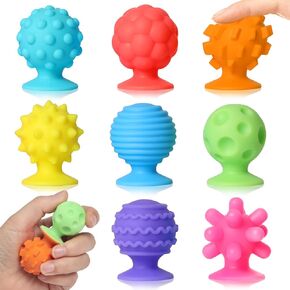 Sensory Fidget Toys Toddlers Adults: 8 Pack Easter Egg Fillers Textured Suction Cup Bath Toys for Kid Autism ADHD Toy for Classroom Prizes Calm Down Corner Supplies Travel Toys