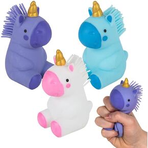 ArtCreativity Puffer Unicorn Toys for Kids, Set of 3, Fidget Toys for Girls and Boys, Unicorn Party Supplies, Cute Goodie Bag Fillers and Party Favors, Stress Relief Toys for Children, 3 Colors