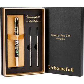 24K Gold Luxury Rollerball Pens for Men Women, Smooth Writing Premium Office Pens for Business, Panda Design Executive Gift for Boss Birthday Anniversary (Black)