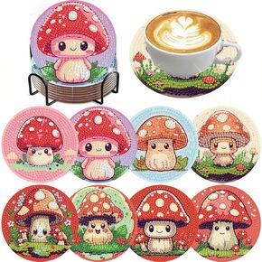 8 PCS Diamond Art Coasters-Diamond Painting Coasters ، 5D DIY Full Drill Diamond Art Coasters Kit ، و Miamond Art Kits for البالغين الوقايات وإمدادات الحرف اليدوية