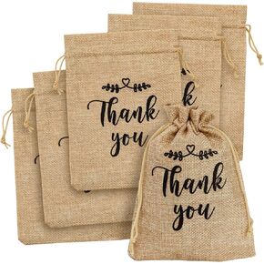Sparkle and Bash Small Burlap Bags with Drawstring for Wedding Favors, Jewelry, Thank You Gift Bag (5x7 In), Pack of 30