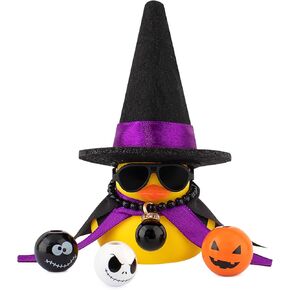 Wonuu Halloween Rubber Duck Witch Duck Car Decorations Halloween Accessories Witch Hat Pumpkin Skull and Cloak ، Halloween Cloak