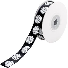 5/8 Inch x 33feet Satin Volleyball Ribbon for Crafting Sports Grosgrain Crafts Decorative Softball Ribbon Cheer Team Party Gift Wrapping Pack Wreath Decor Sewing DIY (Blue)