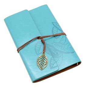 YIKANGHENG Diary Journal, 1 Pcs A6 Blank Blue Sketchbook with PU Leather Cover, 75 Sheets (150 Pages) 100 Gsm Loose-leaf Notebook (Blue)