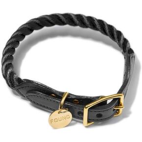Found My Animal - Black Nylon Rope Cat & Dog Collar, (Small) - Handcrafted from Domestic Leather - Adjustable, Quick Release Solid Brass Pin Buckle - Durable Puppy Collar - Made in USA