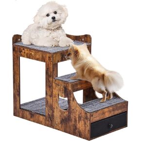سرير بطابقين في Vevor Pet مع سلالم قابلة للإزالة ، جثم نافذة الكلب/القط مع تخزين ، سرير متعدد المستويات يلف السرير الأريكة النائمة ، منصة صغيرة للحيوانات الأليفة ، الاستخدام الداخلي (بني ريفي)