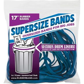 Alliance Rubber 08995 SuperSize Bands, 17" Blue Large Heavy Duty Latex Rubber Bands (4 ounce resealable bag contains approx. 12 bands)