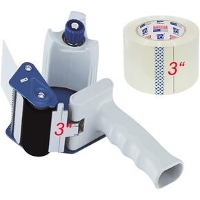 PERFECTAPE 3" Heavy Duty Packing Tape 1 Roll with 3" Tape Gun, Clear, 2.7 mil, 3 inch x 65 Yards