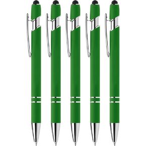 5-Pack 2-in-1 Stylus and Retractable Ballpoint Pen, Metal Tip Stylus for Touch Screens, Smooth Writing Instrument for Business and Gifts, 1.0mm Black Ink,Purple