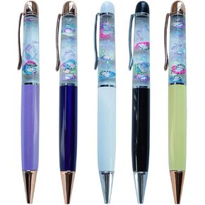 Turtle Glow In The Dark Cute 3D Floater Liquid Writing Journaling Office Pen Unique Gift For Women Men Kids Set of 5 Pens
