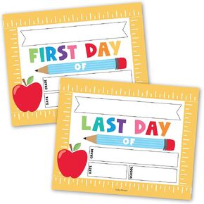 Hadley Designs First Day of School Sign - 10 Double-Sided First & Last Day Boards, 8x10 Back to School Sign Photo Prop for Kids, First Day of School Board for Preschool, Kindergarten, Grade School