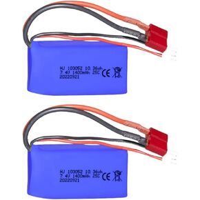 2pcs 7.4V 1400mah 25C LiPo Battery T Plug for Wltoys A959-B A969-B A979-B K929-B WLtoys 4WD High Speed RC Cars and Most 1/10, 1/12, 1/16 Scale RC Cars Trucks