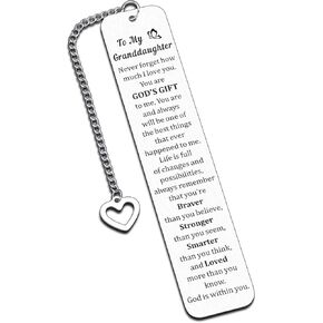 Granddaughter Gifts from Grandma, Gifts for Granddaughter, Grandma Granddaughter Gifts, to My Granddaughter Book Marks for Reading Kids, Valentines Day Graduation Birthday Gifts for Granddaughter