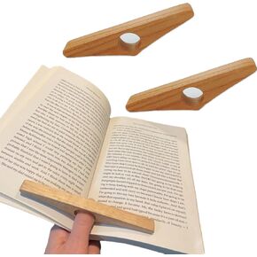 2 Packs Thumb Book Page Holder, Handmade Natural Wood Thumb Bookmark, Wood Reading Bookmark Accessory for Bookworm Book Lover Gifts