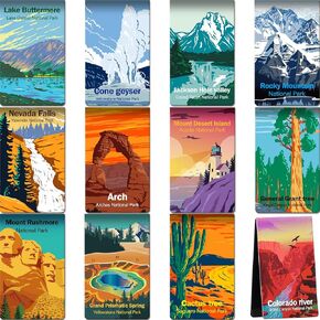 Outus 48 Pcs National Park Magnetic Bookmarks Page Markers Assorted Inspirational Book Mark Clip Set with National Park Landscape for Book Lovers Students Teachers Reading