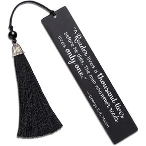 DYJYBMY A Reader Lives A Thousand Lives Before He Dies Engraved Metal Bookmark, Funny Bookmark Gifts for Women LibrarianTeacher Book Snob, Retirement Gifts for Bookworm Book Lover