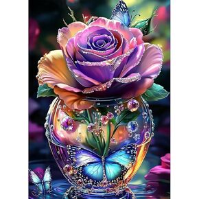 MAXBYE Rose Flower Diamond Paintings, Rose Diamond Art Kits for Adults, Diamond Art Accessories and Free Extra 30% Diamonds, Diamond Art for Home Décor Items, Multi Scenario Applicable. 12x12inch